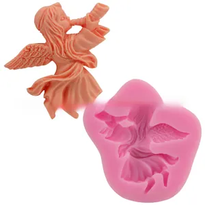 Detailed view of angel silicone mold with intricate wing textures for DIY baking