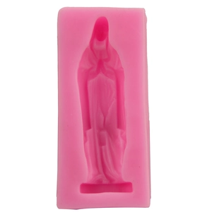 Stampo in silicone rosa per candele fai-da-te con statua di dea in preghiera dettagliata