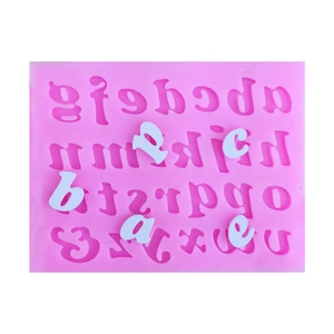 Lowercase Alphabet Letters Silicone Fondant Mold For DIY Cake Decoration Chocolate Candy Mold Pink Silicone Baking Tool