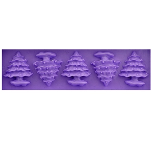 Purple silicone 5-cavity mold featuring Christmas tree and spiral cone shapes for baking