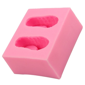 Moule en silicone rose rectangulaire à double empreintes de chaussures pour pâtisserie