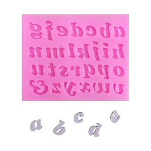Pink silicone mold for lowercase 26 letters used for fondant, chocolate and DIY baking