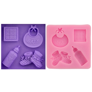 Baby Theme Silicone Fondant Mold Bib Bottle Shoes Heart Shape DIY Chocolate Cake Decoration Baking Tool Kitchen Accessories