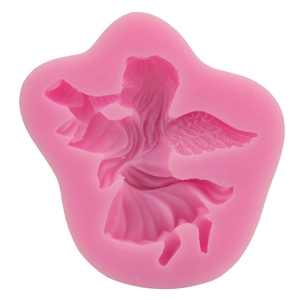 Pink silicone angel mold with trumpet for fondant cake decorating and DIY chocolate making
