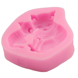 Pink silicone cat mold for 3D baking, chocolate crafts, and DIY fondant cake decorating