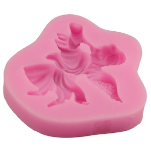 Pink silicone angel mold for DIY baking, fondant cake, and chocolate craft shapes