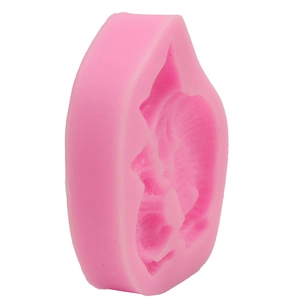 Pink silicone mother-child cat cake mold with detailed relief texture for DIY baking