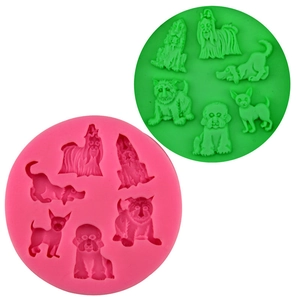 Dog Puppy Shapes Silicone Cake Mold Multi-Cavity Fondant Chocolate Ice Cube Tray DIY Baking Tool For Kitchen Decoration