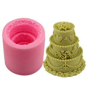 3D Multi Layer Cake Mold Silicone DIY Fondant Baking Tool Rose Heart Relief For Chocolate Soap Candle Making Wedding Tool