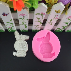 Pink silicone cake mold for DIY baking with cute 3D bunny rabbit figure shapes