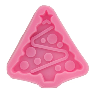 Pink silicone Christmas tree cake mold with star detail for DIY baking and crafts