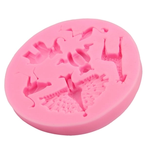 Pink carousel silicone cake mold for fondant baking featuring horses and carriage