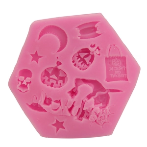 Moule d'Halloween en silicone rose pour pâtisserie DIY avec motifs de sorcier