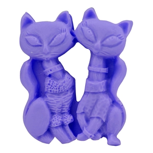 Purple silicone mold featuring two adorable foxes for DIY cake decorating and soap making