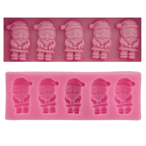 Moule à Gâteau en Silicone 5 Cavités Père Noël Outil de Pâtisserie DIY Pour Fondant Chocolat Glaçon Savon Rose