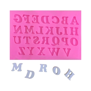 Pink silicone alphabet mold for 26 capital letters DIY baking and chocolate crafts