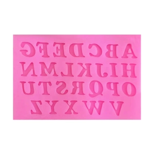 Pink silicone alphabet cake mold with 26 uppercase letters for DIY baking and fondant