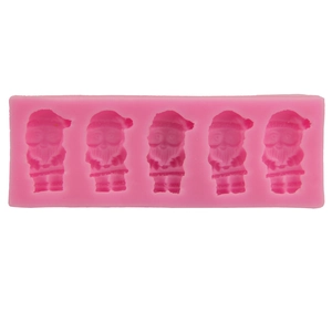 Moule rose en silicone avec 5 pères Noël pour la pâtisserie DIY, fondant et gâteaux de fête