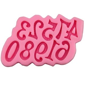 Pink silicone number mold set 0-9 for fondant cake decorating and DIY baking