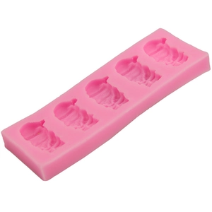 Moule en silicone rose à 5 cavités Père Noël pour fondant et pâtisserie de Noël