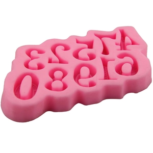 Pink silicone number mold 0-9 for DIY fondant baking and chocolate making tools