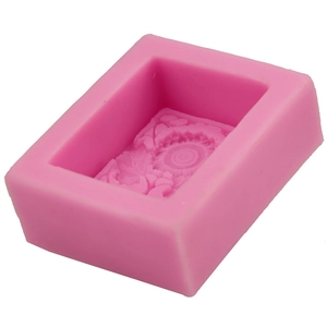 Pink rectangular sunflower silicone mold for DIY cake baking and handmade soap crafts