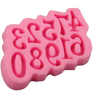 Pink silicone number mold for DIY cake baking and chocolate decoration set