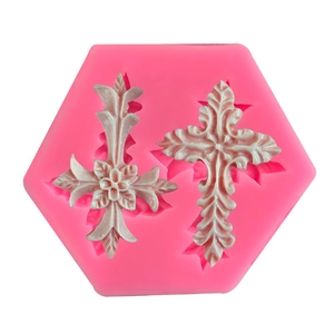 Barock Kreuz Blume Silikon Kuchenform Hohlraum Fondant Schokolade Süßigkeiten DIY Backwerkzeug Hitzebeständige Dekorative Form