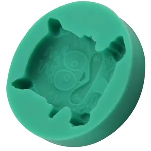 Green circular silicone mold with cartoon tiger design for DIY baking and fondant