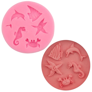 Silikon Meerestier Kuchenform DIY Meereslebewesen Fondant Backwerkzeug Für Schokolade Gelee Pudding Krabbe Seepferdchen Form