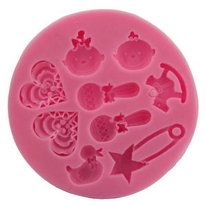 Stampo in silicone rosa a cuore per fondente e cioccolato, decorazioni per baby shower
