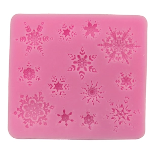 Molde de silicona rosa con copos de nieve para decoración de pasteles DIY