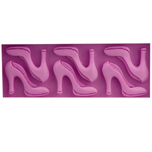 Stampo in silicone rosa con sei cavità a forma di scarpe con tacco alto per decorazione dolci
