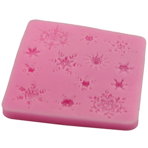 Molde de silicona rosa con copos de nieve para decoración de pasteles y fondant