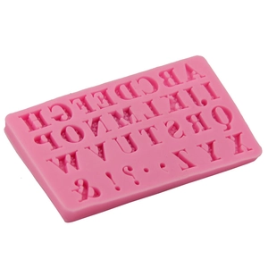 Pink 3D uppercase A-Z alphabet silicone mold for DIY cake decoration and fondant crafts
