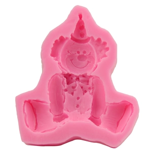 Funny clown silicone mold for DIY cake fondant and baking tools in pink finish