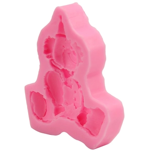 Pink silicone bear mold for DIY candle and soap making with detailed texture design