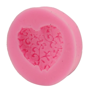 Moule en silicone rose en forme de cœur avec fleurs pour pâtisserie DIY et savon