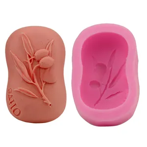 Detailed pink silicone mold and olive branch relief with OLIVE text for DIY baking