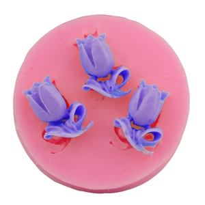 3 Flowers Blooming Tulip Shape Silicone Mold For DIY Fondant Cake Baking Chocolate Tool Heat Resistant Kitchen Cake Mold