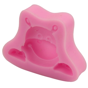 Pink silicone baby hippo fondant cake mold for creative DIY baking and soap making