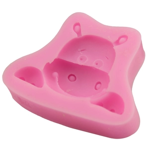 Pink silicone baby hippo mold for DIY fondant cake decorating and baking tools