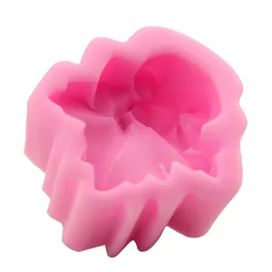 Detail showing pink flower silicone mold with multi-layer petal design for DIY baking