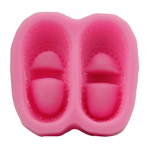 Stampo in silicone rosa a due cavità per fondente e sapone fai-da-te a forma di scarpa
