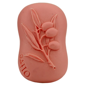 Pink silicone olive leaf mold for fondant cakes and DIY handmade soap crafting