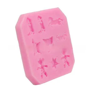 Detailed pink silicone mold with star, horse, and boot shapes for DIY cake decorating