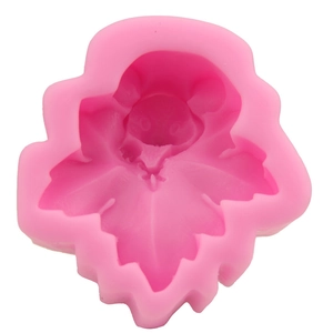 Pink silicone mold featuring a cute animal on a maple leaf for DIY cake baking and crafts