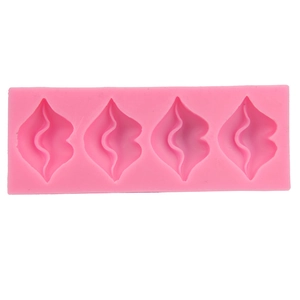 Stampo in silicone rosa a 4 cavità a forma di labbra per pasticceria e cioccolato fai-da-te