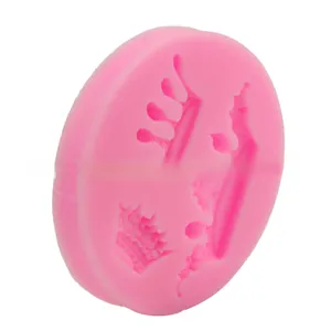 Detailed macro view of pink 3D crown silicone mold for fondant and chocolate baking decor