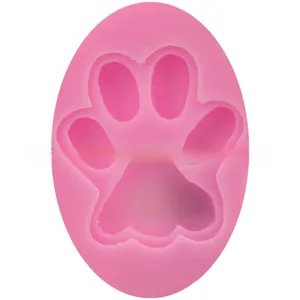 Macro detail of pink silicone paw mold for chocolate DIY and handmade baking tools